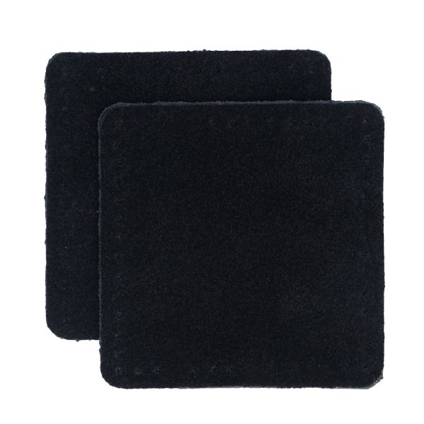 Заплатки пришивные из замши, квадрат 6см с перфорацией, 2 шт, 100% кожа, 20 черный, 59112