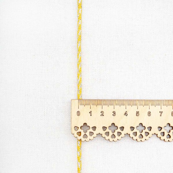 Шнур отделочный плетеный ⌀4.0 мм / 30 метров, желтый/серебро, С954Г7