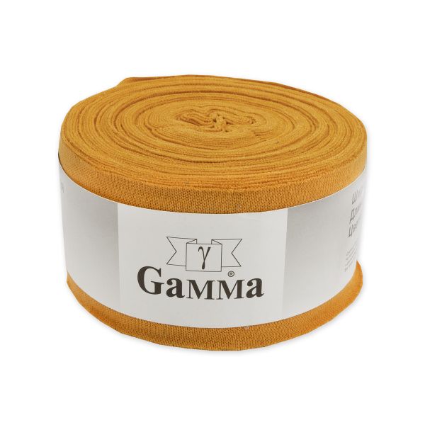 Косая бейка трикотажная 60 мм / 10 метров, (рибана), 005 горчичный, Gamma