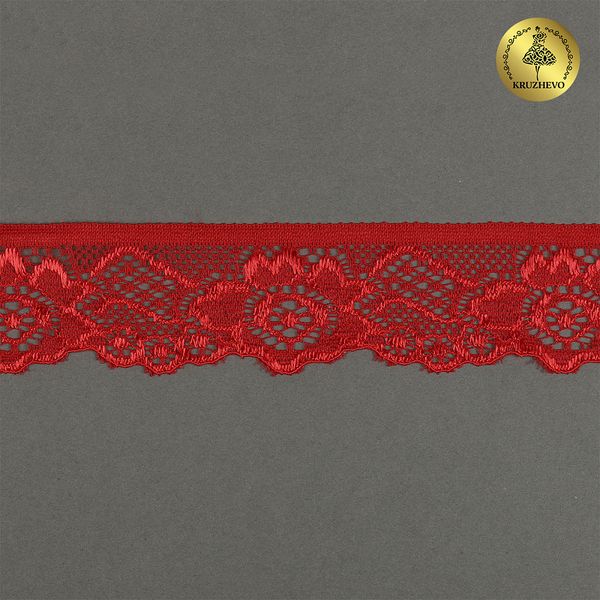 Кружево эластичное (стрейч) 30 мм / 5 метров, TBY.L839, цв.SD163 красный
