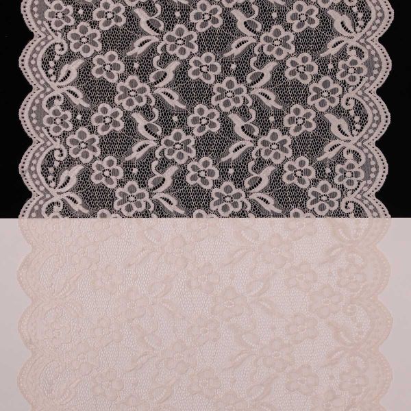 Кружево бельевое эластичное 400 мм / 13.72 м, цв. C571 молочный