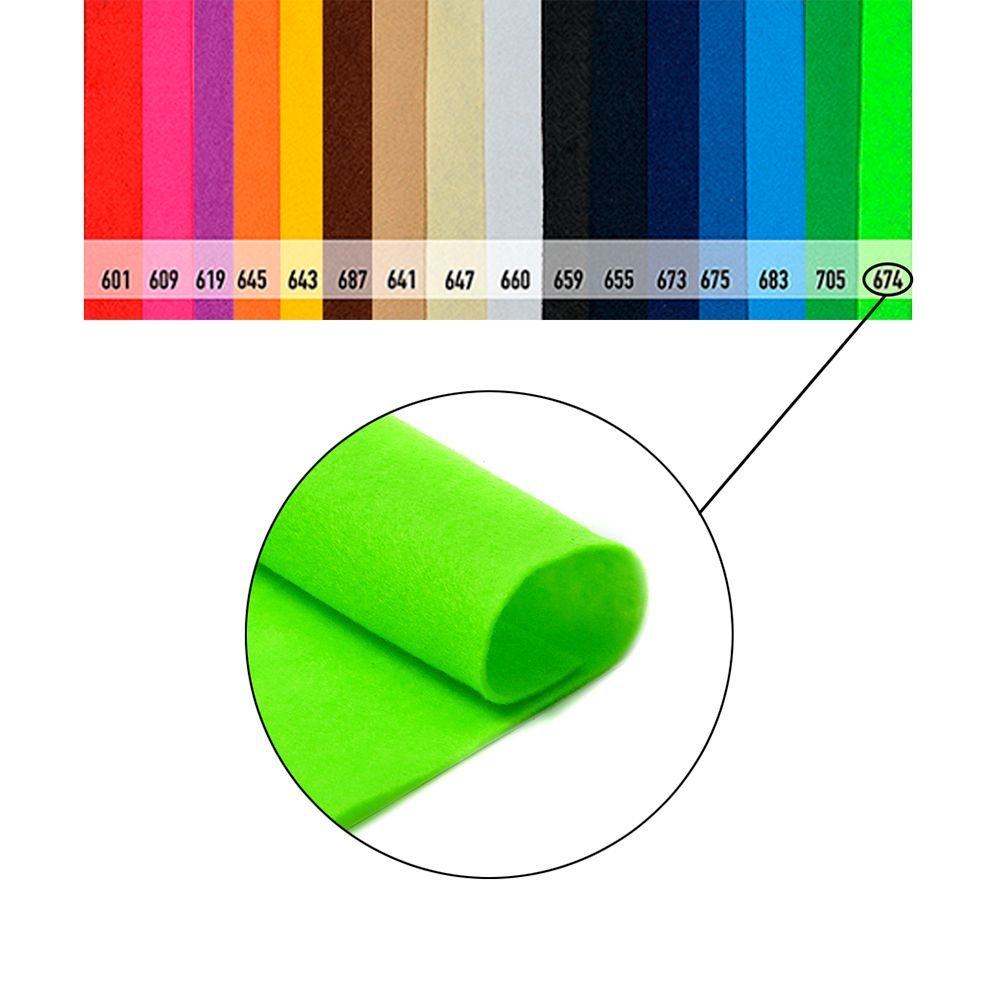 Фетр рулонный жесткий 1.0 мм, 100 см, рул. 1 метр, цв. 674 салатовый