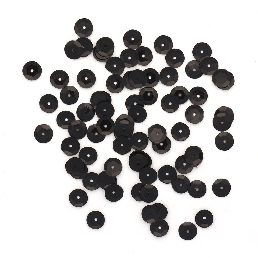 Пайетки граненые 6 мм, упак. 10 гр, Астра, 0109 черный матовый, уп.10 шт