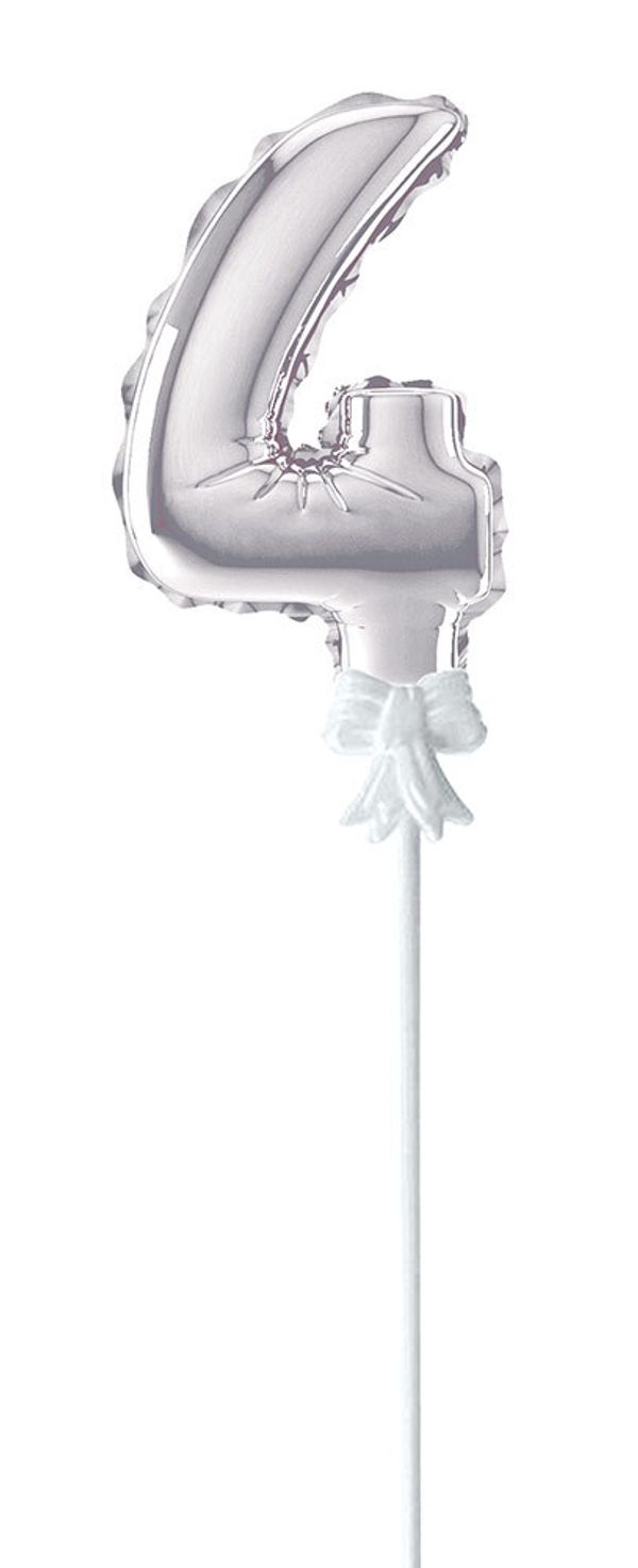 Шар самодув Цифра, 5 шт, 4, серебряная, Boomzee FBZ-04