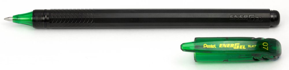 Ручка гелевая Energel черный корпус 0.7 мм, 12 шт, BL417-DX зеленый стержень, Pentel