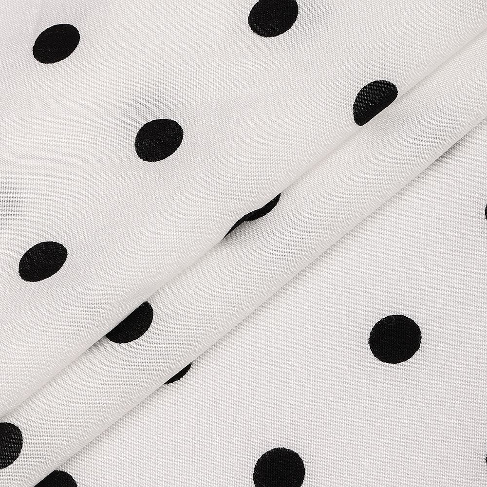 Штапель в горошек 90 г/м², 145 см / 2 метра, TBY.Vidt.04 цв.белый