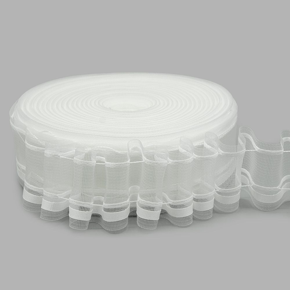 Лента (тесьма) шторная: сборка параллельная (1:4) 55 мм / 50 метров, равномерная