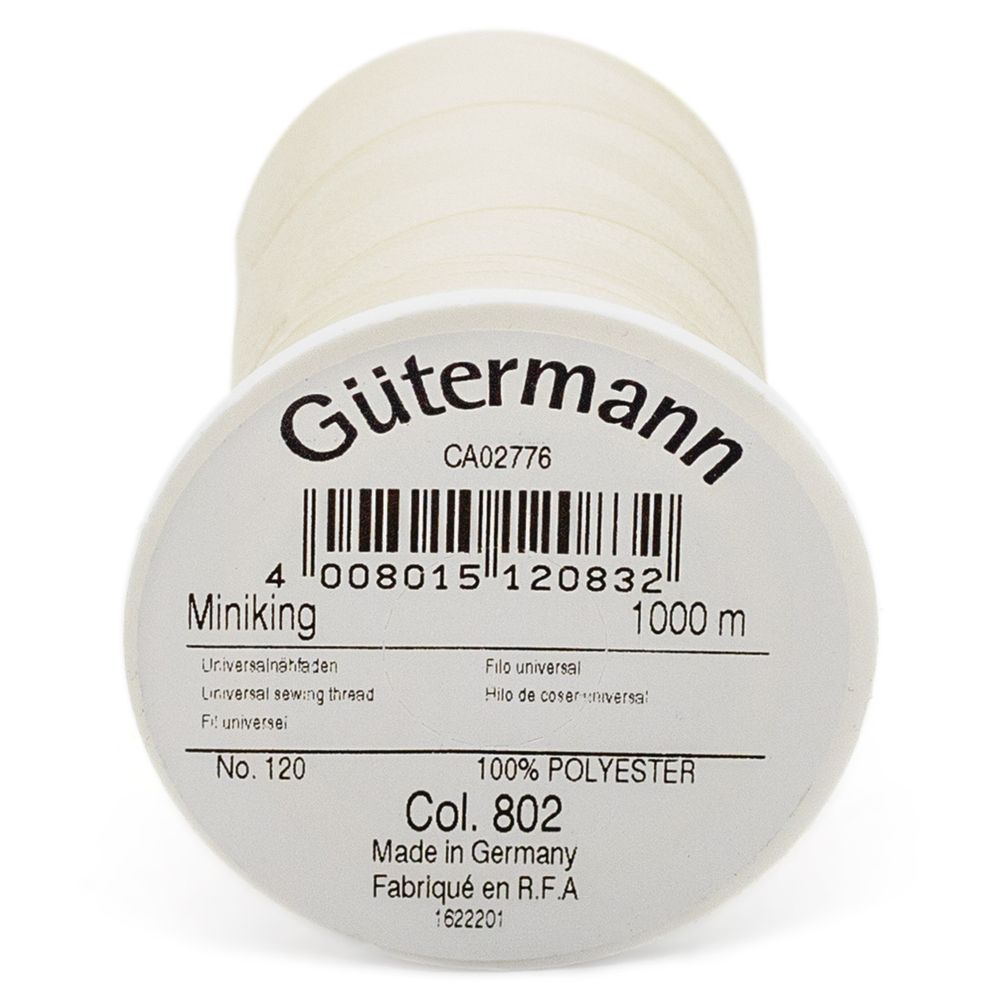 Нитки оверлочные Gutermann Miniking, 1000м, 802 молочно-бежевый, 5 катушек