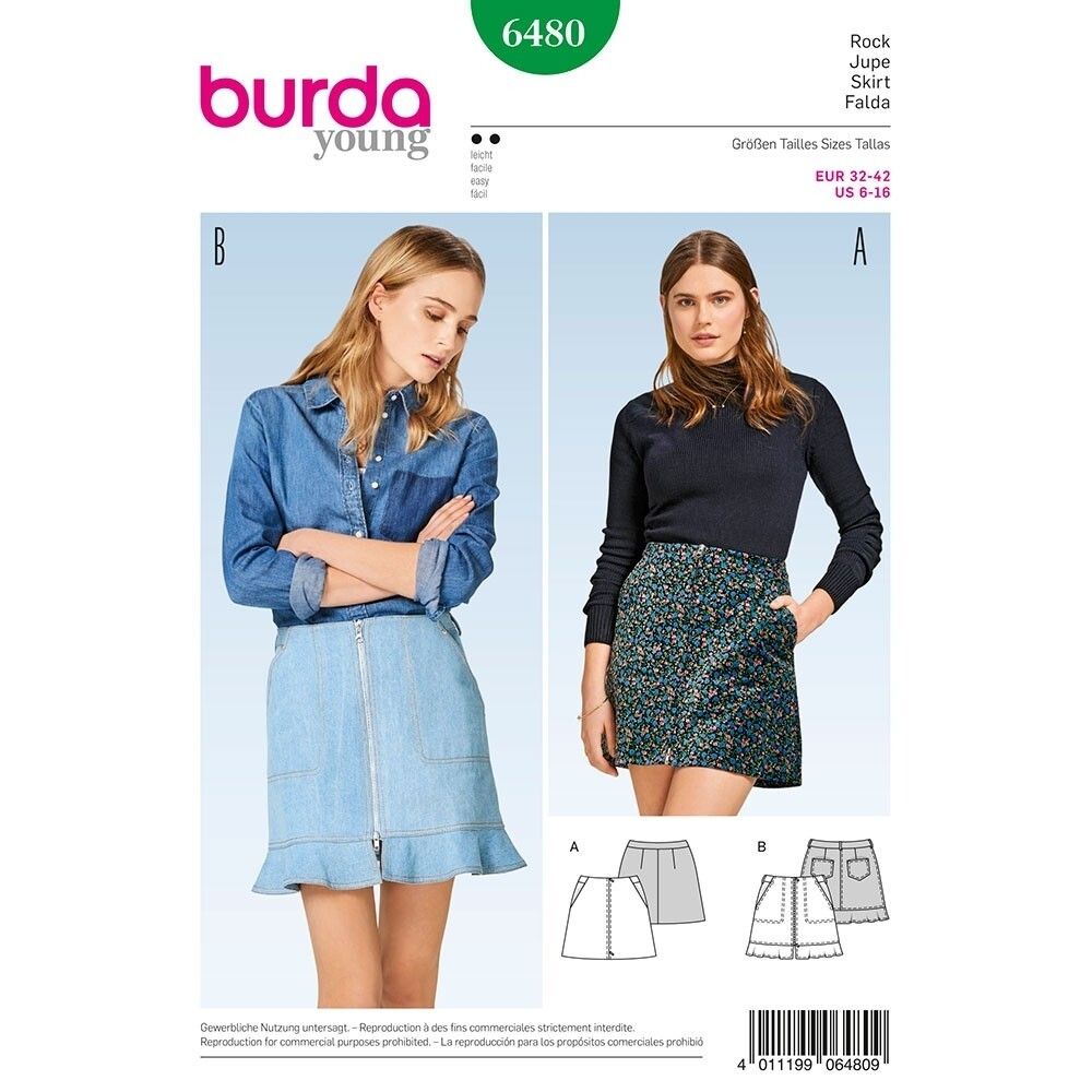 Выкройка женская юбка Burda (Бурда) 6480, 1 шт