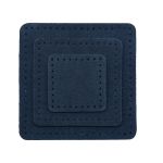 Набор заплаток пришивных из замши, квадрат 4см, 6см и 8см, с перфорацией, 3 шт, 100% кожа (22 темно-синий), 59402