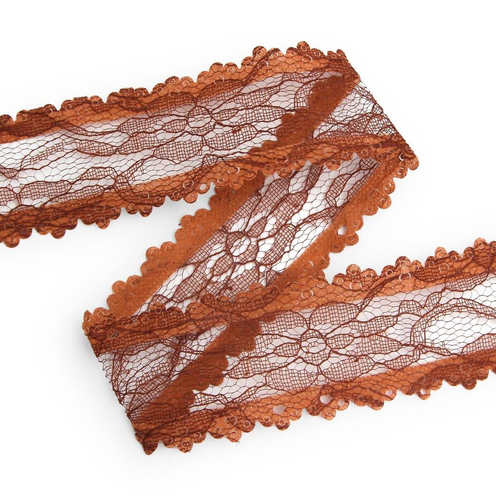 Тесьма отделочная ажурная 50 мм, 25 м, (06 коричневый)