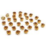 Хрустальные стразы в цапах круглые (золото) медовый 4х4мм, 29-30 шт/упак Astra&Craft, ЗЦ013НН44