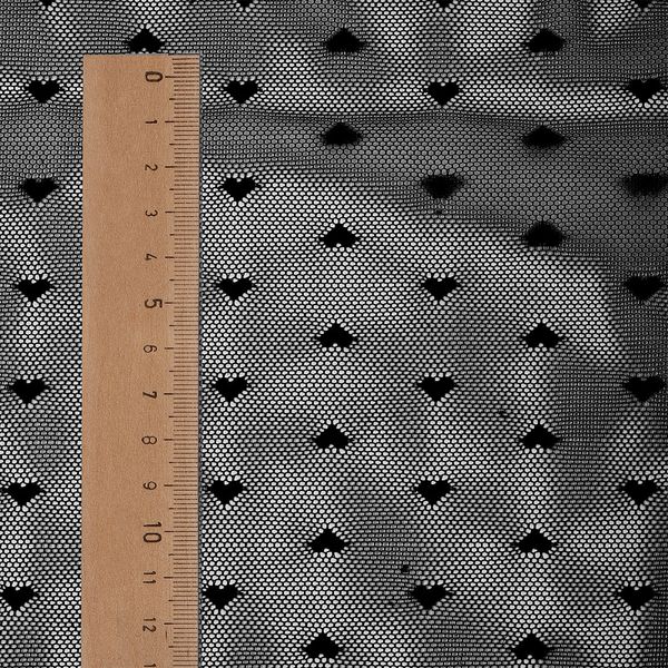 Сетка бельевая эластичная 55 г/м², шир.150 см / 24 кг (1кг-12,5м), Сердечки, цв.черный /OLG015.170/