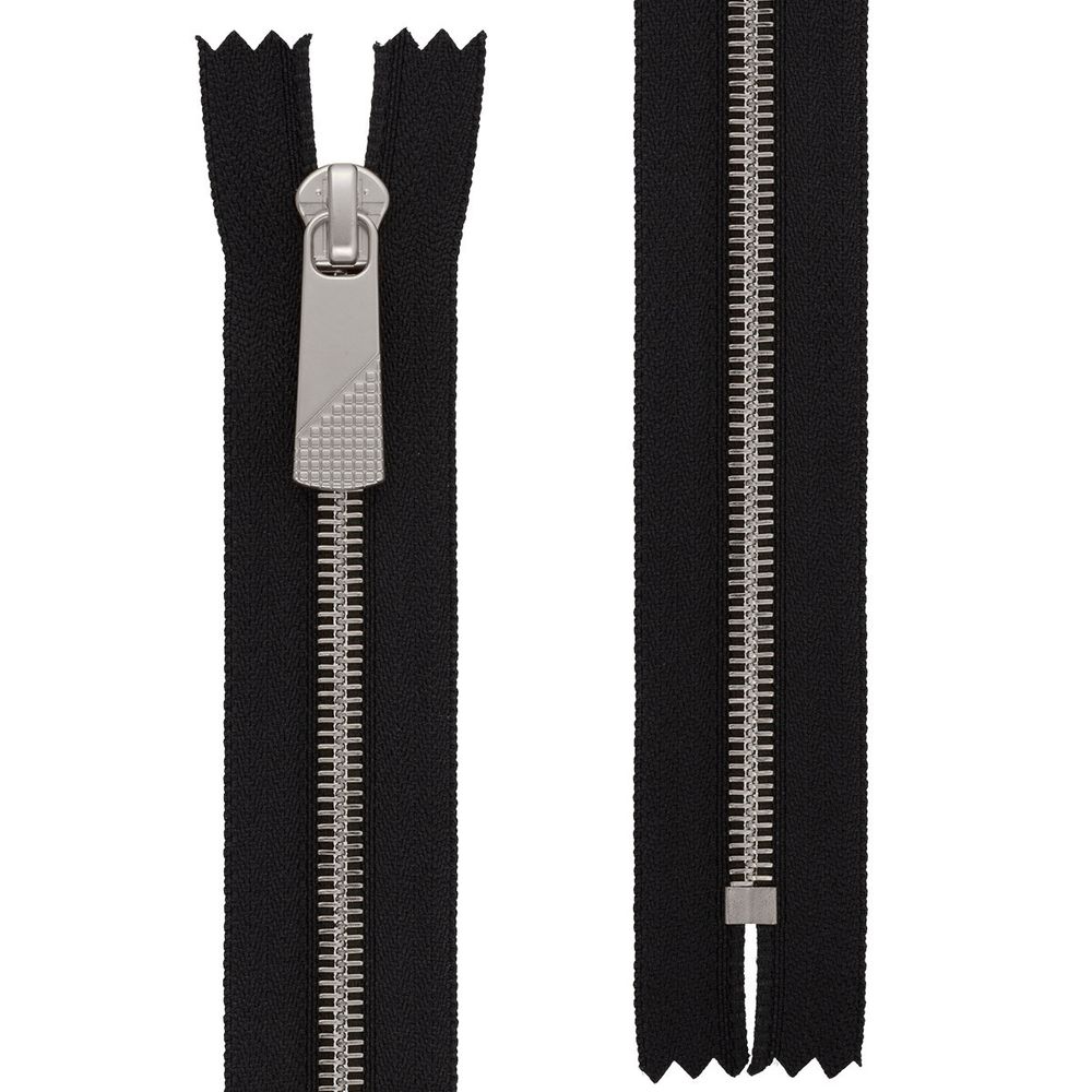 Молния металл Т5 (5 мм) 1 зам., н/раз., 20 см, декор, серебро, черный, KAP-5 Gamma, 5 шт