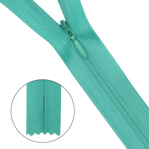 Молния потайная (скрытая) Т3 (3 мм) 1 зам., н/раз., 20 см, нейлон, 824 бирюза, 10 шт