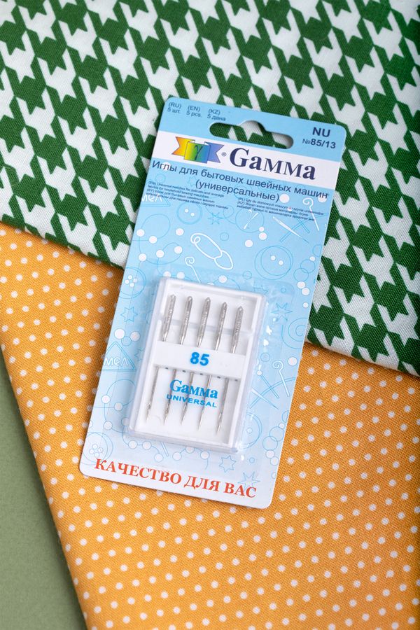 Иглы для швейных машин базовые универсальные 130/705 H, №85, 5 игл, М, Gamma NU №85