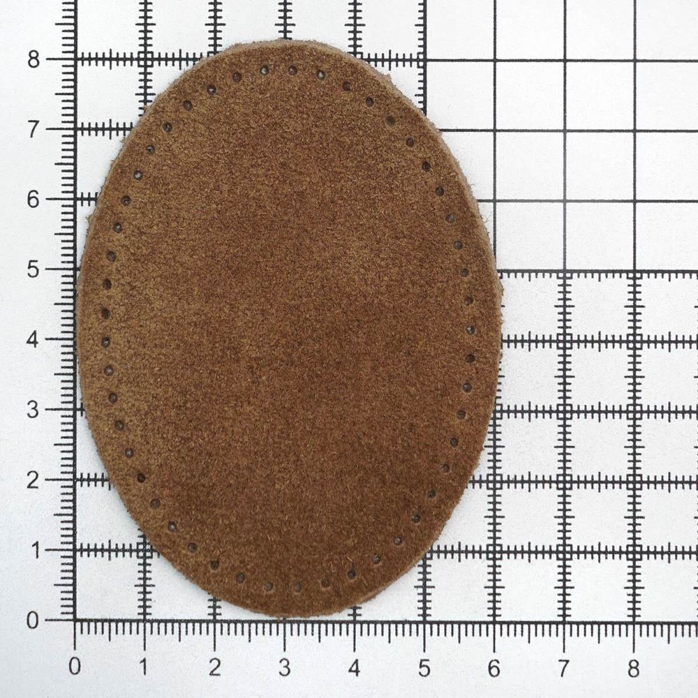 Заплатки пришивные из замши, овал 6х8,2см с перфорацией, 2 шт, 100% кожа, 32 кэмел, 59114