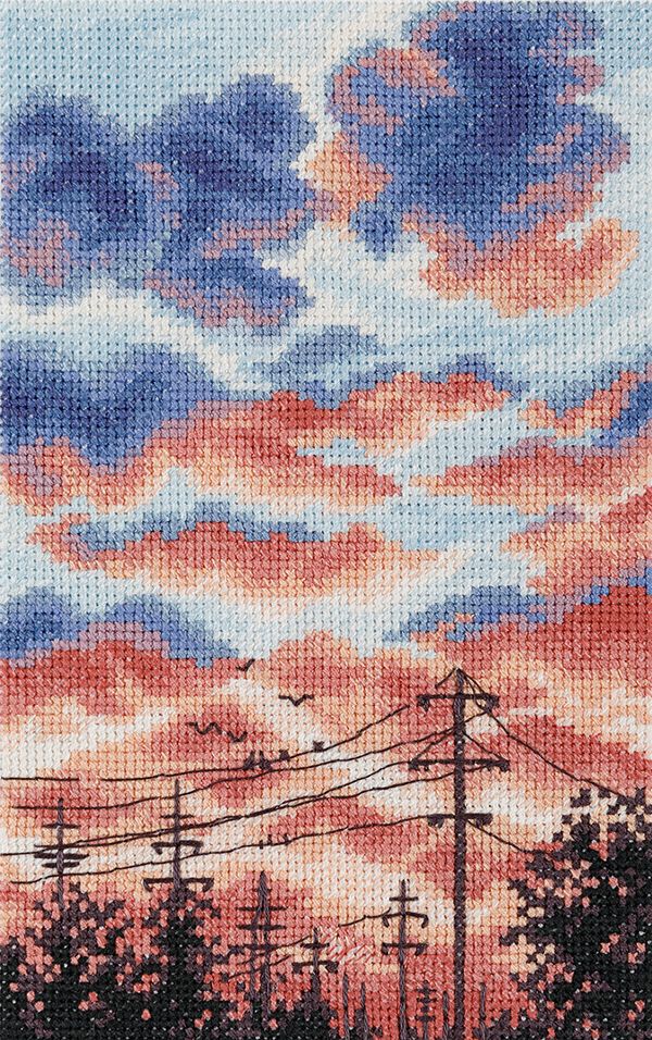 Набор для вышивания нитками Panna PS-7467, Краски заката, 12х18 см