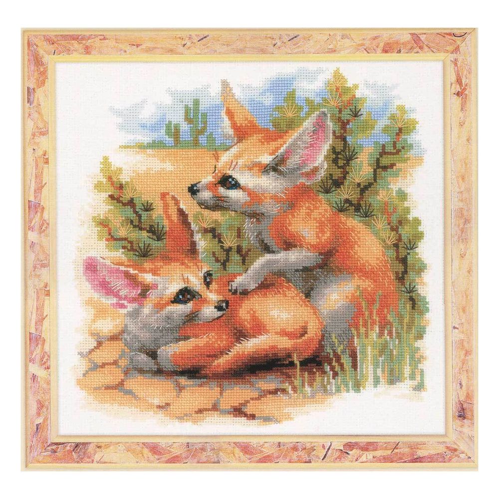 Набор для вышивания нитками Риолис, Фенеки 25х25см