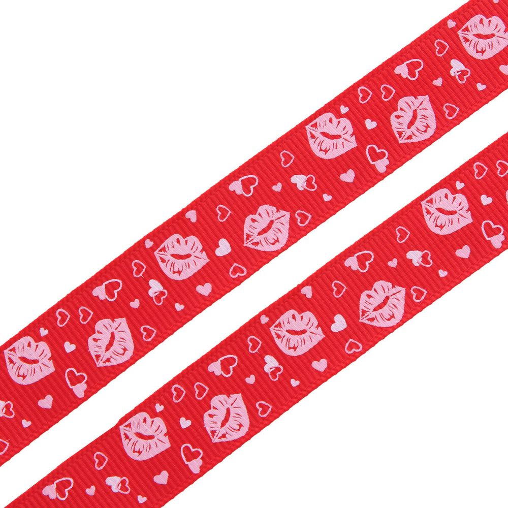 Лента репсовая (в рубчик) Губки, 15 мм, 3м, красный