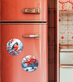 Картина по номерам Фрея PNBM-020, Снежные ягоды, (на магните) 9х9 см