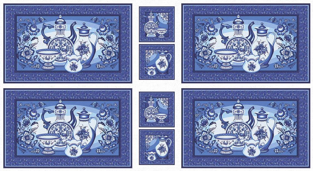 Ткань для пэчворка Peppy Лазурное чудо панель, отрез 60х110 см, 110 г/м², ЛЧ-03 синий, Peppy