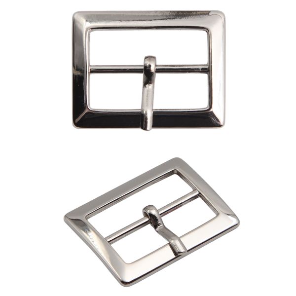 Пряжка ременная металл 20 мм, прямоугольная, серебро (никель), 2 шт, MB-155