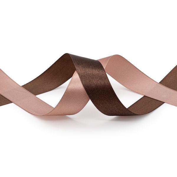 Набор атласных лент 2,5 см, 32.9 м, 2 ролика в упаковке, кремовый /т.коричневый