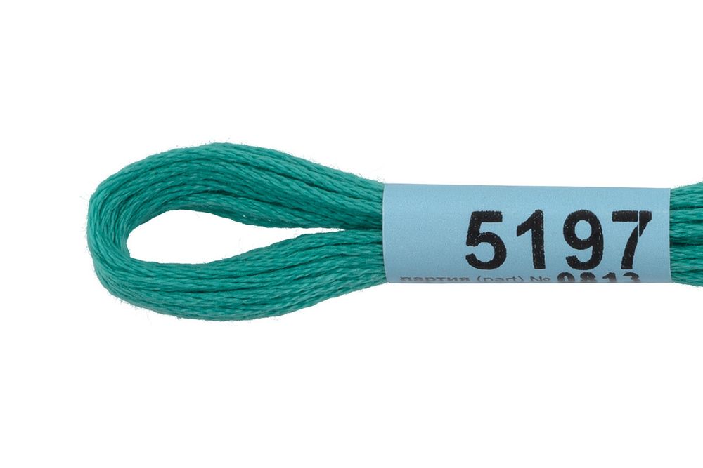 Мулине Gamma 100% хлопок, цв.5197 бирюзовый, 24 мотка по 8 метров