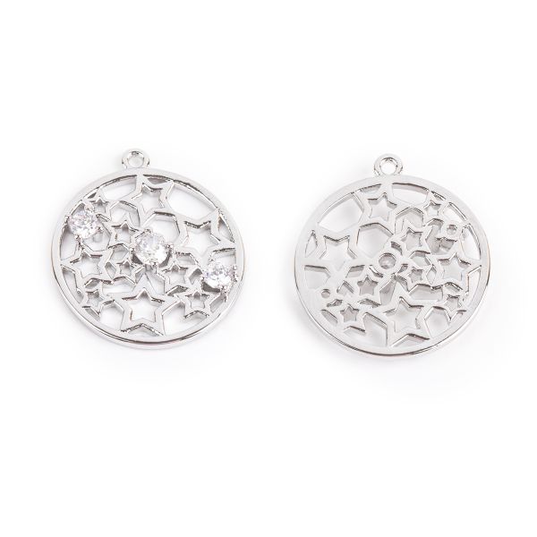 Подвеска для бижутерии круг 19 мм, 10 шт (5х2 шт), 01 под серебро, Zlatka FMK-P10