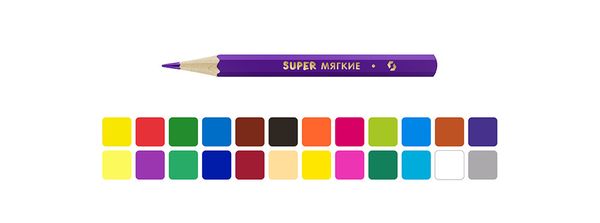 Набор цветных карандашей, короткие Песик SТCP-4024 заточенный 8х24 цв, Набор цветных карандашей, короткие Песик SТCP-4024 заточенный 8х24 цв, ВКФ SТCP-4024