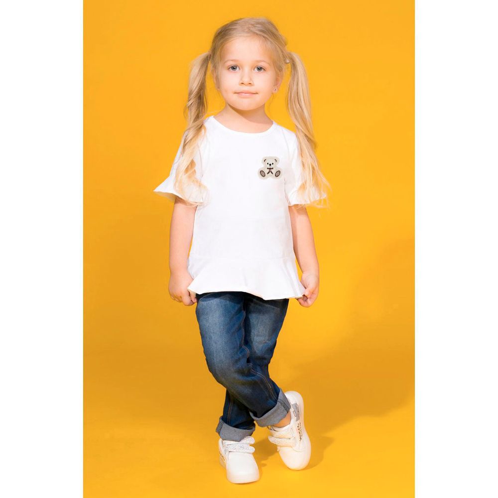 Термоаппликация мишка с бантиком 5,5х6см, бежевый, 10 шт