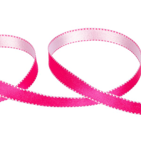 Лента атласная 2-сторонняя 10.0 мм / 22.8 метра, 047 яр.розовый/белый, Gamma ALD-10