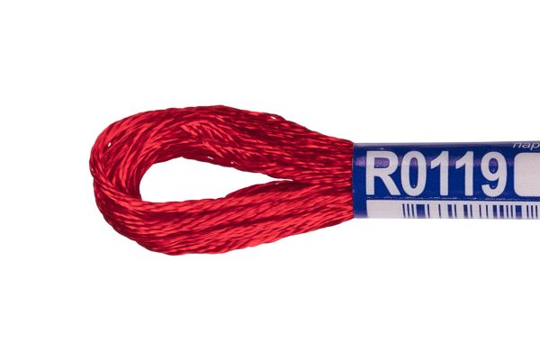 Мулине Gamma вискоза 100%, цв.R0119 яр-красный, 12 мотков по 8 метров