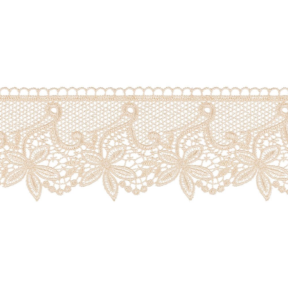Кружево гипюр (плетёное) 80 мм / 10 м, бежевый, Gamma GGM-8001