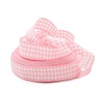 Лента Шотландка, 15.0 мм / 25 м (розовый/белый), С3723