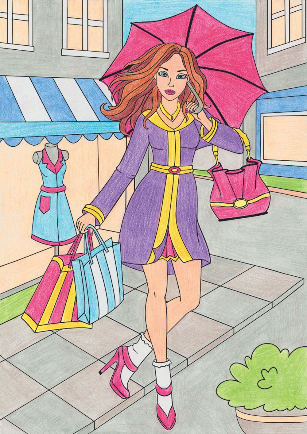 Картина по номерам Фрея, Модный шоппинг 29.5х20.5 см