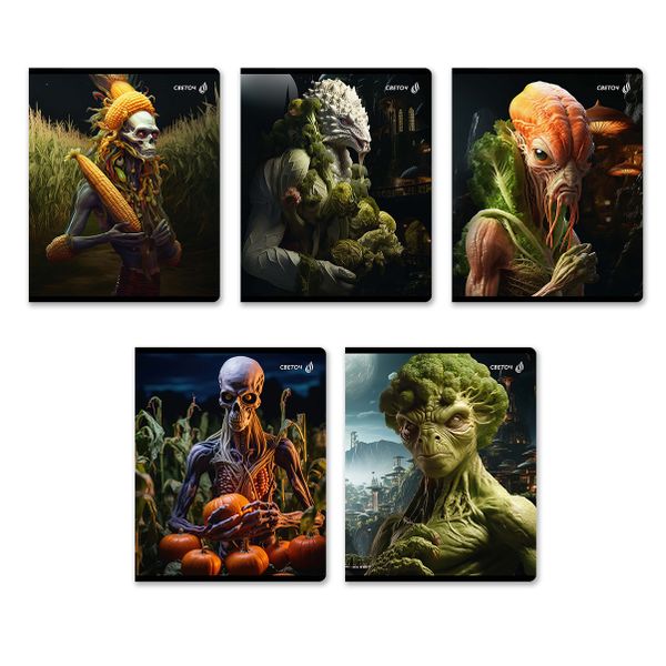 Тетрадь ученическая общая, глянцевая ламинация, A5+ 48 л. на скобе 65 г/м², белизна 100 %, 10 шт, клетка, 00988 Гости из будущего, Светоч 48Т11