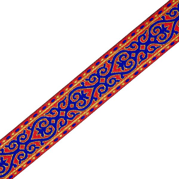Лента (тесьма) жаккардовая 33.0 мм / 7 метров, красно-синий, 22821