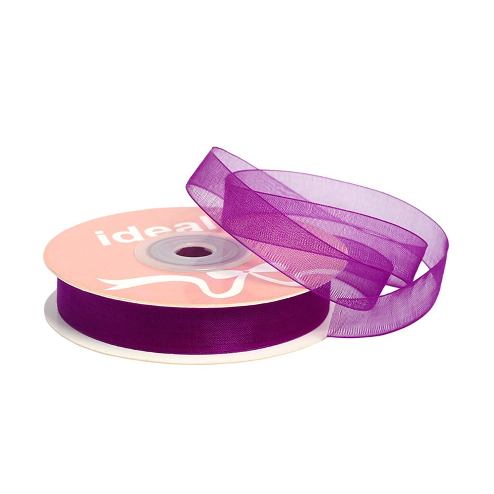 Лента капроновая (органза) 12.0 мм, 1032 т.сиреневый, уп. 27,4 м