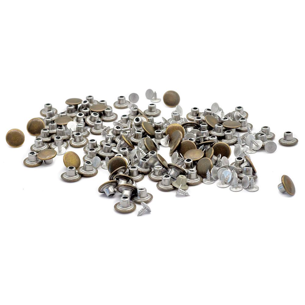 Пуговицы джинсовые ⌀14 мм, фиксированная ножка, сталь, гладкая, антик, 100 шт, New Star