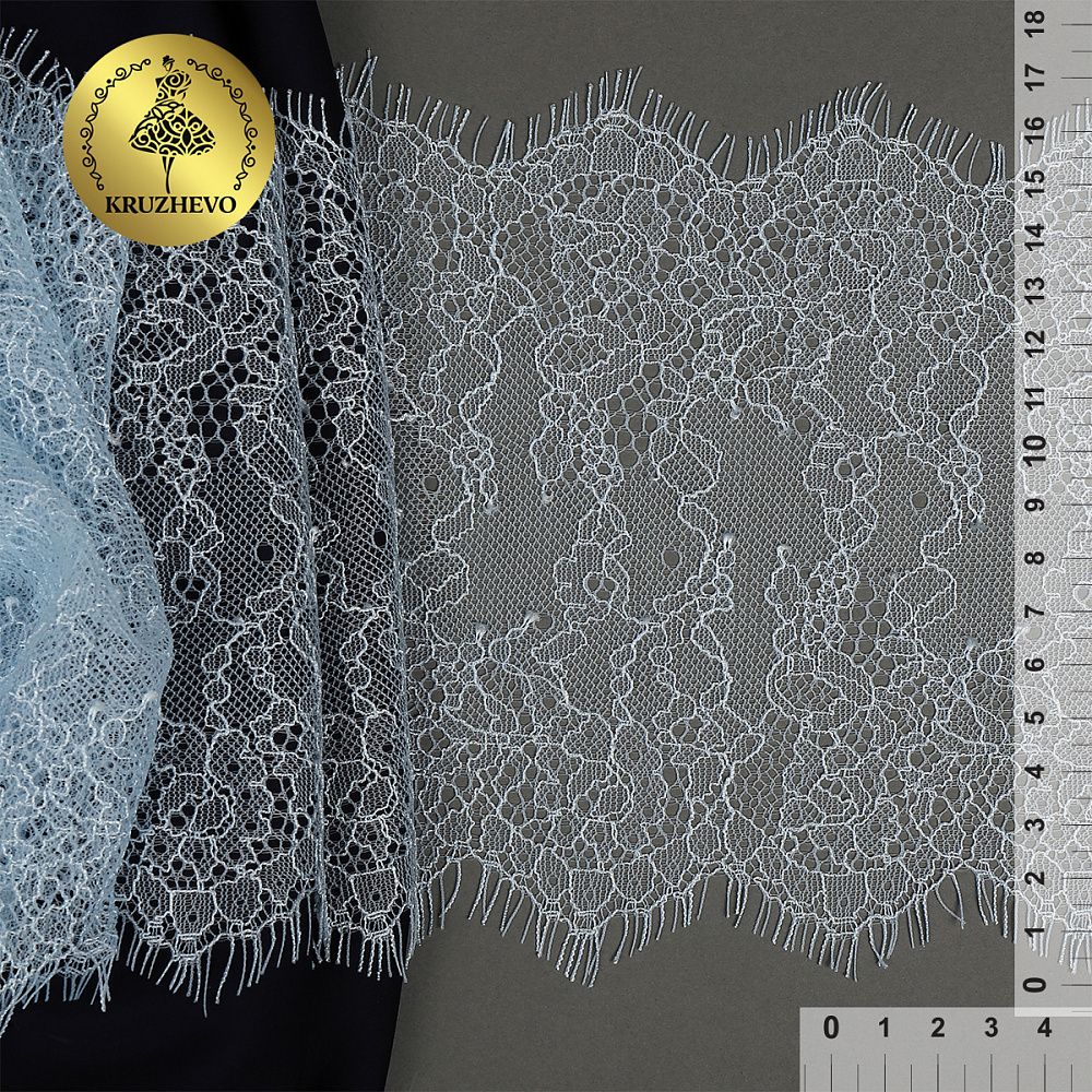Кружево шантильи (реснички) диз. A88 шир.170мм цв.F183 голубой, 3 метра, Kruzhevo