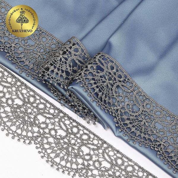 Кружево гипюр (плетёное) 60 мм, 2502 цв.E6815 серый уп.13.7м, Kruzhevo