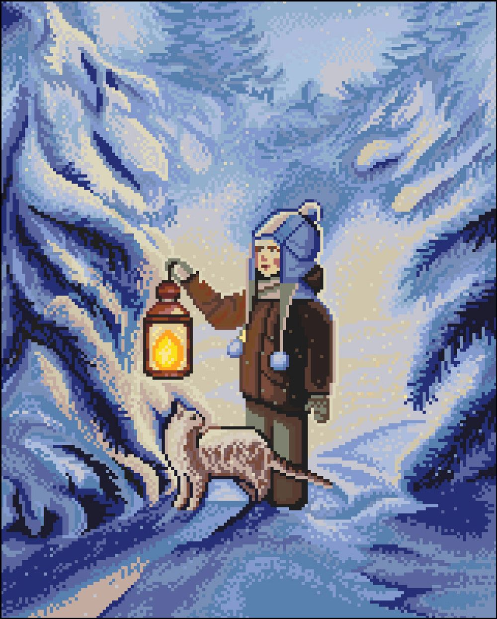 Алмазная (кристальная) мозаика Фрея, Зимний лес 40х50 см