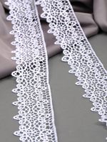 Кружево гипюр (плетёное) 45 мм, диз. 106, цв.01 белый, уп. 9 м., Kruzhevo