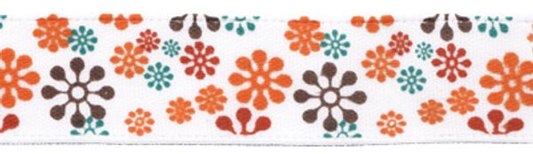 Лента атласная с рисунком 12.0 мм / 22.8±1 метра, F20/001 Цветы/белый, Gamma ALP-125