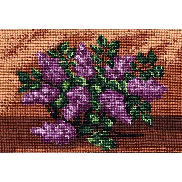 Набор для вышивания нитками РС Студия, Сирень в корзине 13х18 см