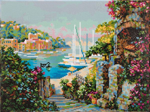 Алмазная (кристальная) мозаика Фрея, на подрамнике Пристань, 40х30 см