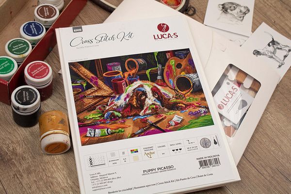 Набор для вышивания нитками Luca-S, Щенок Пикассо 40х29 см