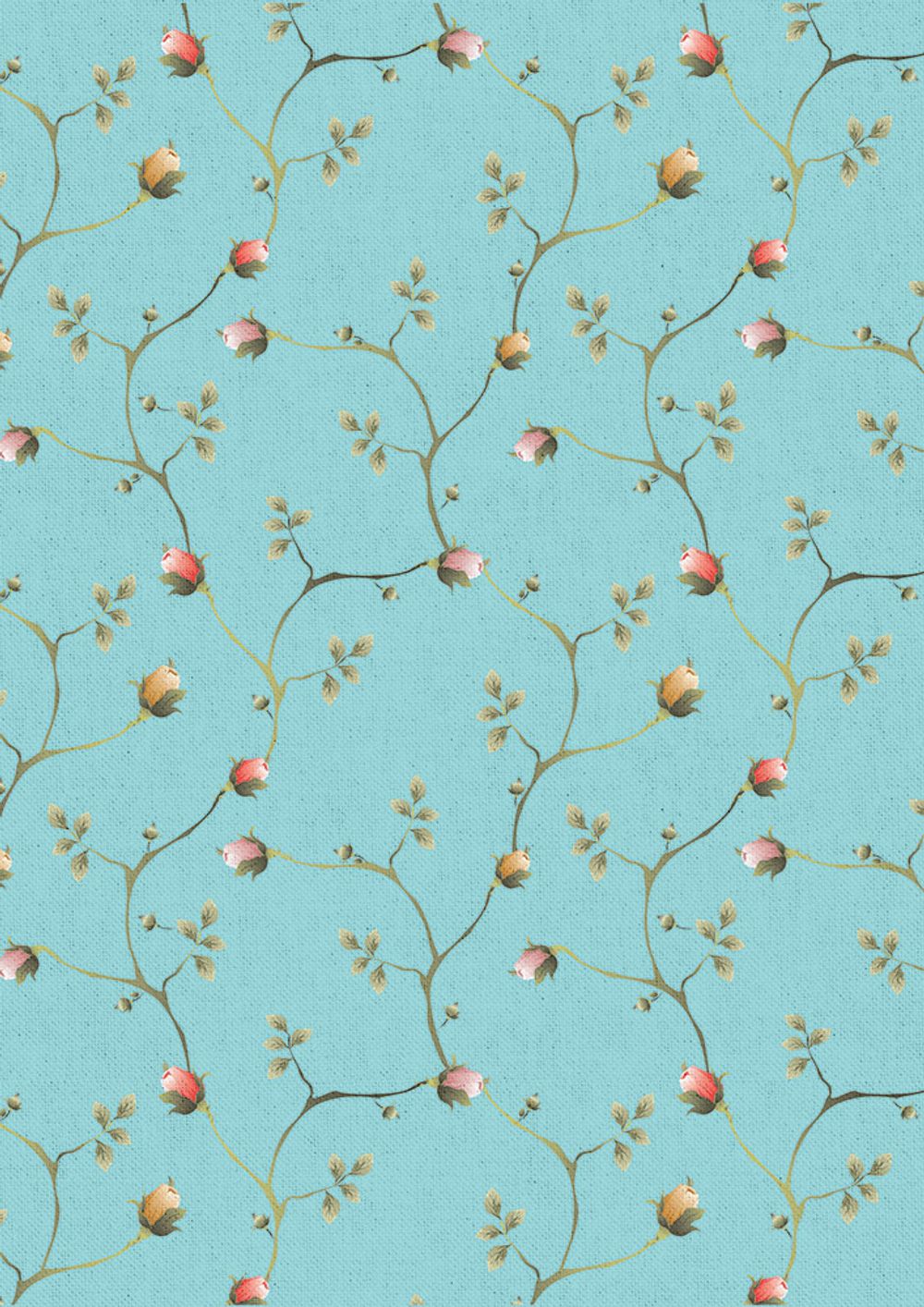 Ткань для пэчворка Peppy Версальские сады, рулон 112 см / 5 метров, ВС-05 голубой, Peppy